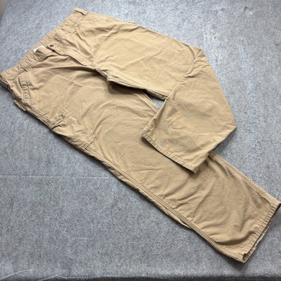 Carhartt Carpenter Pants Men 42 x 32 Beige Canvas Original Dungaree Fit B151 - Picture 1 of 16